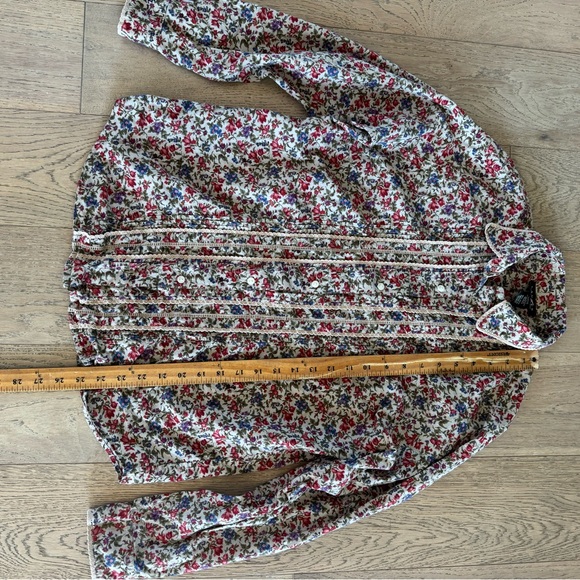 RALPH LAUREN Cotton Button Up Shirt Floral Ditsy Women Lace Trim Multicolor M - Picture 4 of 5